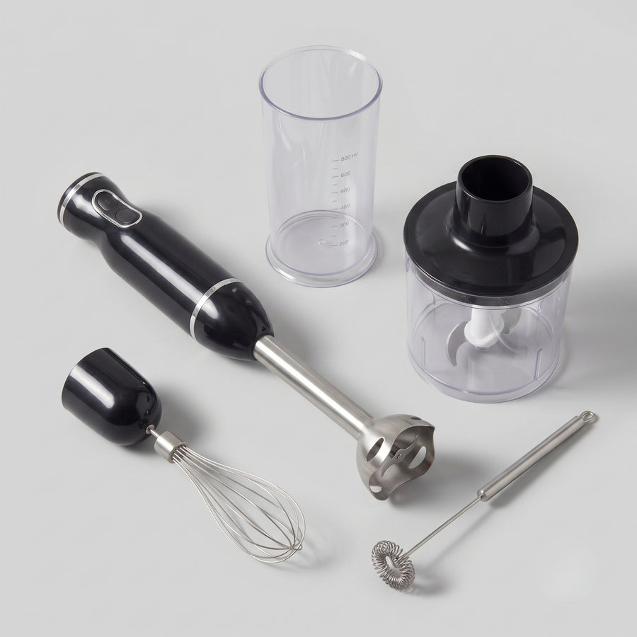 Mixeur plongeant Arnio avec fouet, bol hachoir, mousseur et gobelet doseur